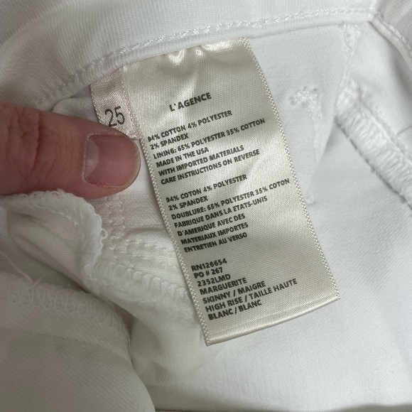 L'AGENCE Marguerite High Rise Skinny in Blanc Stripe size 25 - Picture 5 of 5